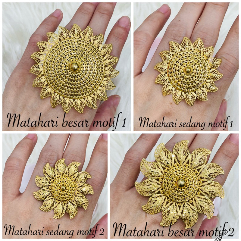 cincin matahari mewah elegant uk 15 adjust emas asli kadar 700 & 875
