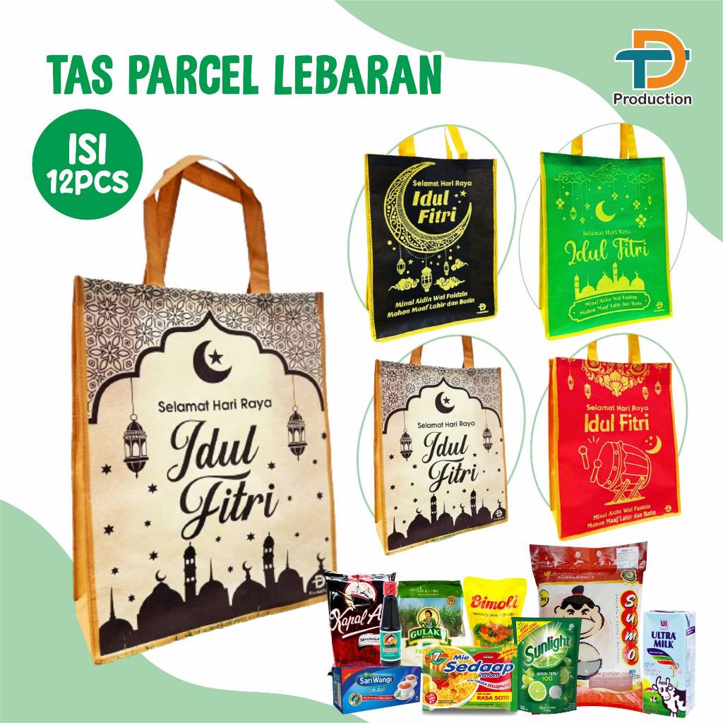 

(isi 12pcs) Tas Parcel Lebaran Sablon Premium Tebal | Goodie Bag Idhul Fitri 2024