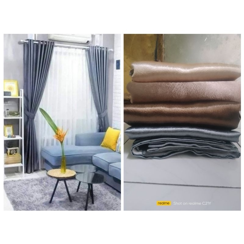 Gorden Jendela Panjang Mewah Tebal Gorden Glossy Mewah Gorden Tengah Ruang Tamu Gorden Blackout Prem