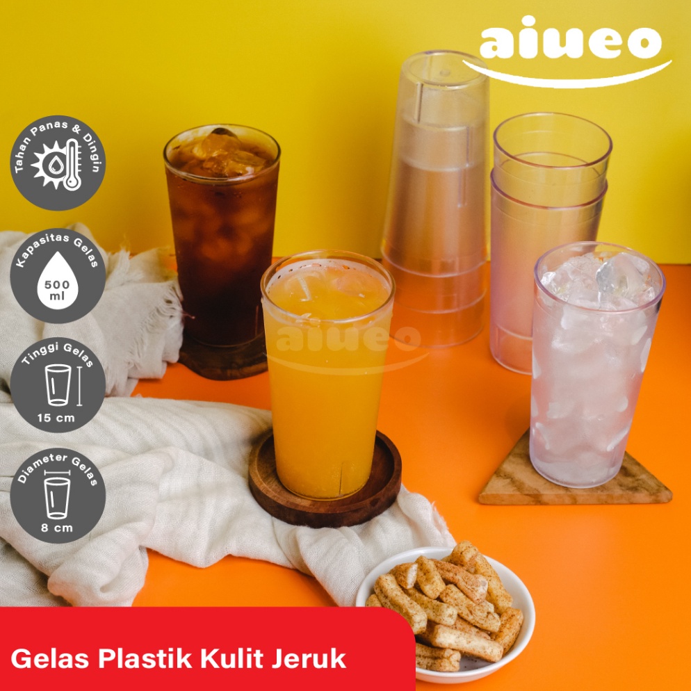 Gelas Plastik isi 6 Pcs Gelas Minum Plastik Mika Bening Motif Kulit Jeruk 5ml isi 12 Lusin Gelas Pla