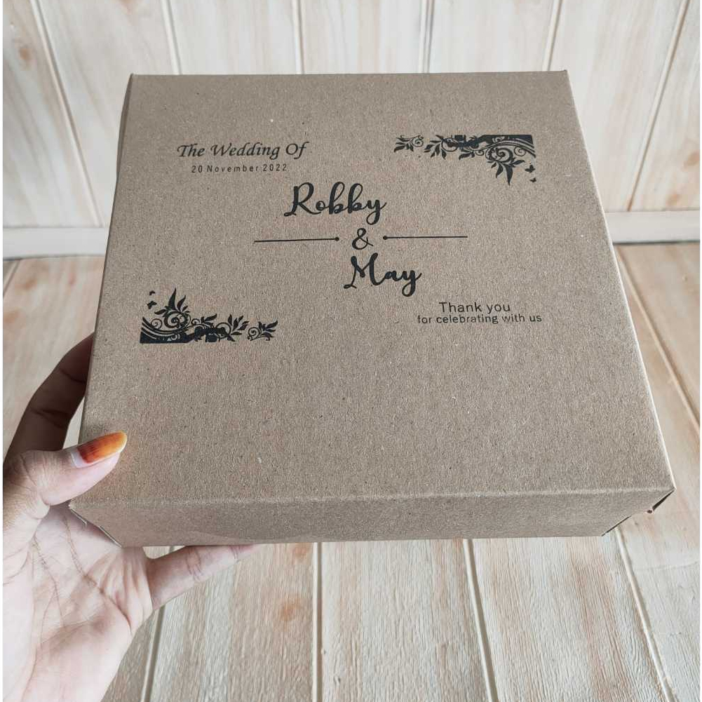 DUS NASI SABLON COKLAT CRAFT R10K UK 22X22X7 / DUS NASI TEBAL 350 GSM /KARDUS NASI COKLAT SABLON