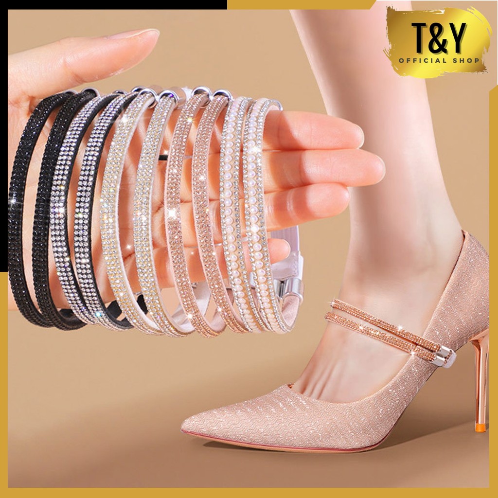 T&Y 1 Pasang Tali Heels Pergelangan Kaki Fashion Heels Wrist Strap Sepatu Sandal Wanita Cabut Pasang