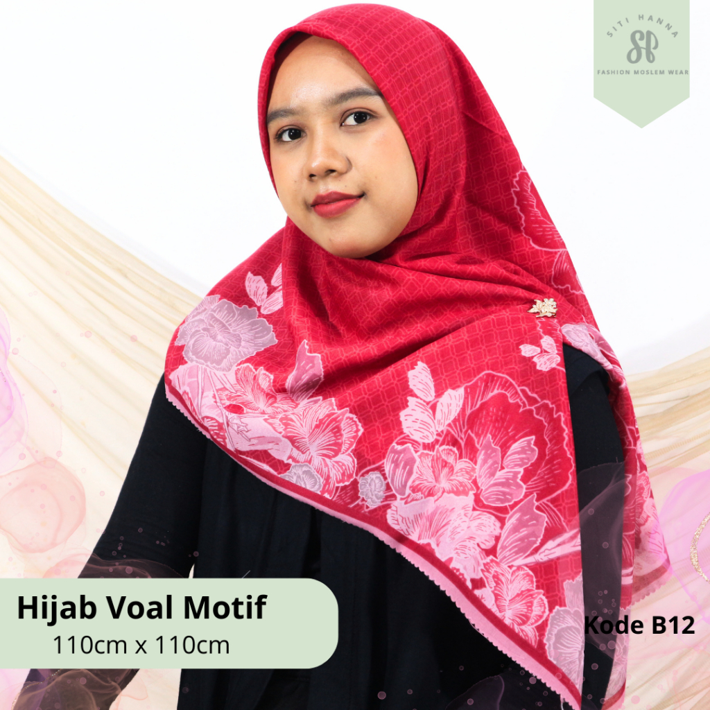 Hijab Voal Motif Segi Empat Motif Pink Fanta Kerudung Murah Kerudung Segi Empat Motif Laser Cutt Kod