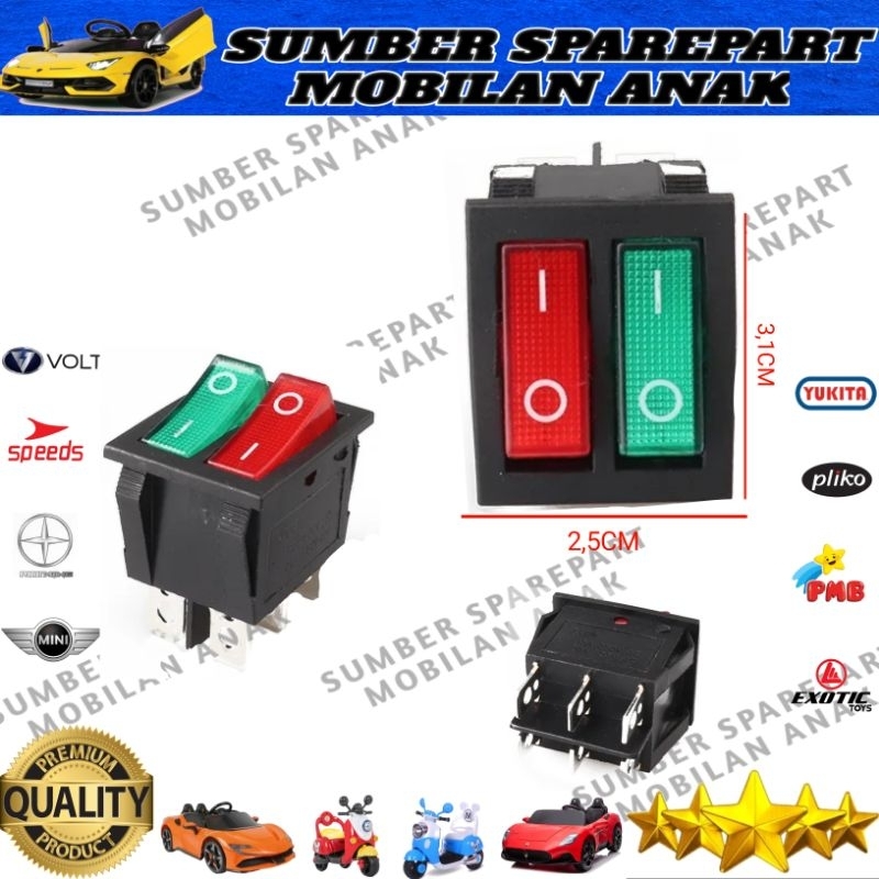 Termurah Tombol Doubel Merah Hijau Mobilan Aki Anak Motor Aki Anak Pliko Yukita Pmb Mini Speeds Volta Rastar Universal