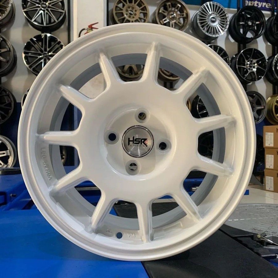 VELG RALLY LOOK R15 HSR TOCHIGI BAUT 4X100 WARNA PUTIH VELG RACING R15