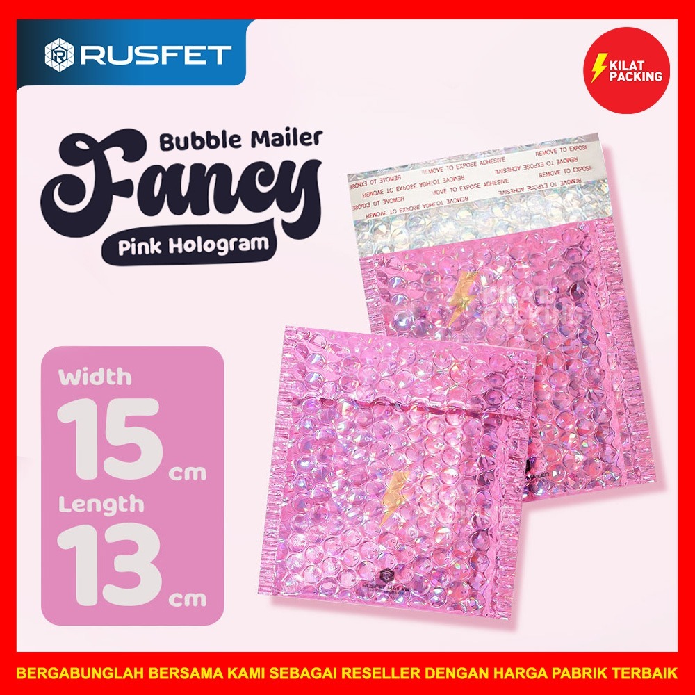 

AMPLOP BUBBLE MURAH|BUBBLE MAILER|BUBBLE PACKING PINK HOLOGRAM 15X13