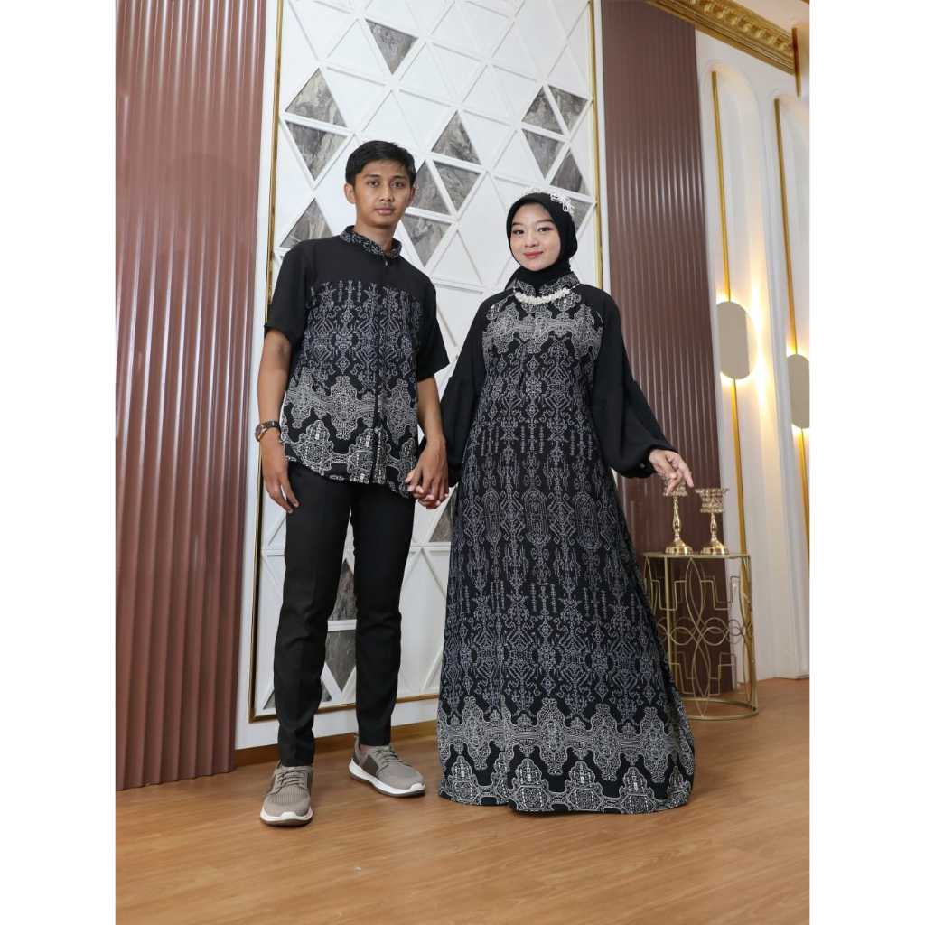 Set Couple Gamis dan Baju Koko Bahan Crinkle Premium