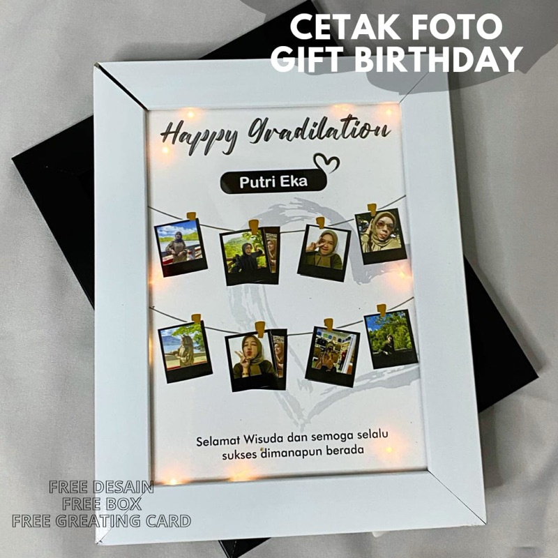 WORDGIFT Kado ulang tahun Gift Ultah Pacar / Cetak Frame Foto Plus Bingkai Kaca Minimalis / Bingkai 