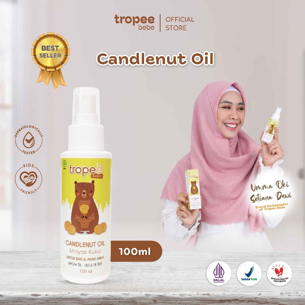Tropee Bebe Minyak Kemiri (Candlenut Oil)100ml | Penumbuh Rambut Alami | Menghitamkan Rambut | Perawatan Rambut Bayi