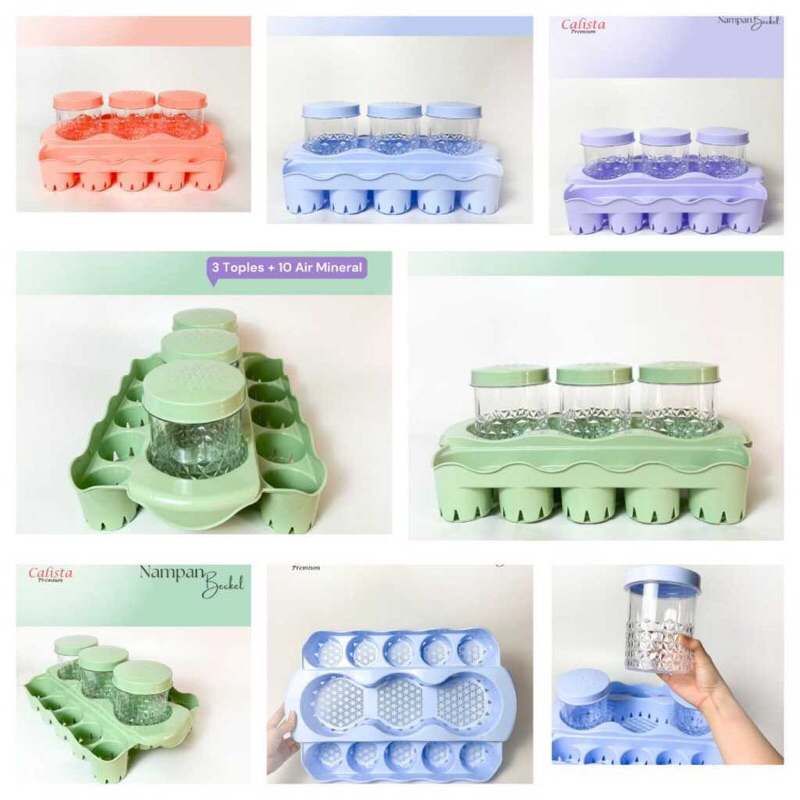 Toples Calista Beckel isi 3 + Set Keranjang Air Isi 10 |Toples Kue Kering |Tempat Snack Lebaran Muti