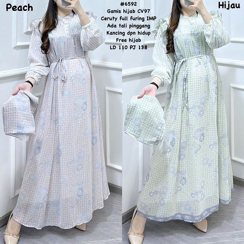 6592 GAMIS HIJAB CERUTY BUNGA IMPORT