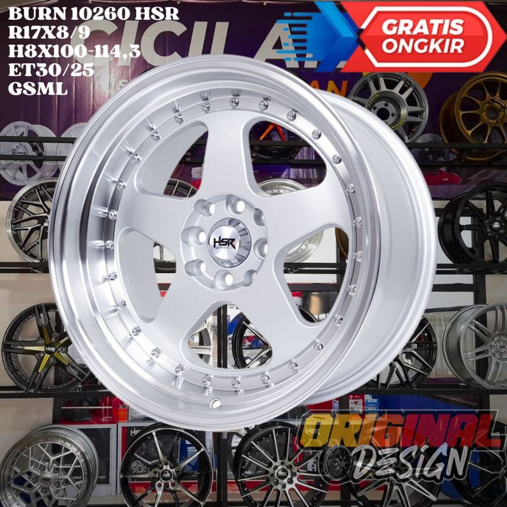 Velg Mobil Ring 17 Celong R17 HSR BURN LEBAR 8/9 BAUT 4 ET30/25 GSML