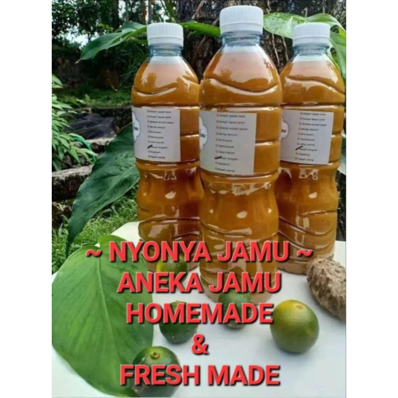 

JAMU - " NYOENYA JAMU " - Homemade & Fresh made - Jamu olahan rumahan dari bahan segar berkualitas - Aneka Jamu antara lain : Jahe Merah , Kunyit Asam , Temulawak , Beras Kencur , Brotowali , Sinom dan Air Sereh - Kemasan @600ml