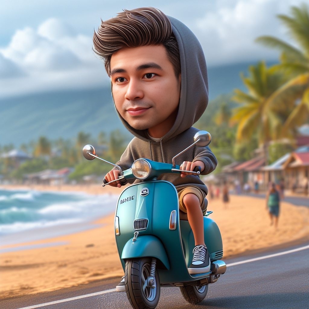 Jasa Edit Foto Karikatur Vespa AI Untuk Kado Wisuda/Pernikahan/Ulang Tahun/Anniversary Dll (softfile