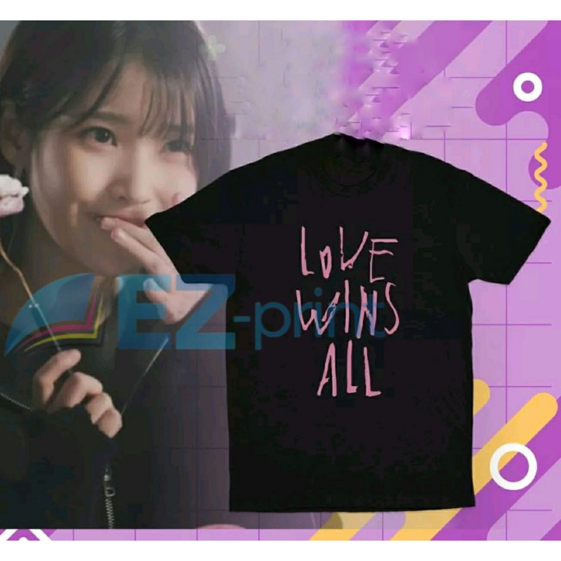 BAJU KAOS LOVE WINS ALL TSHIRT KONSER IU X TAEHYUNG V BTS KPOP IDOL LEE JI EUN JAKARTA CONCERT NOBAR