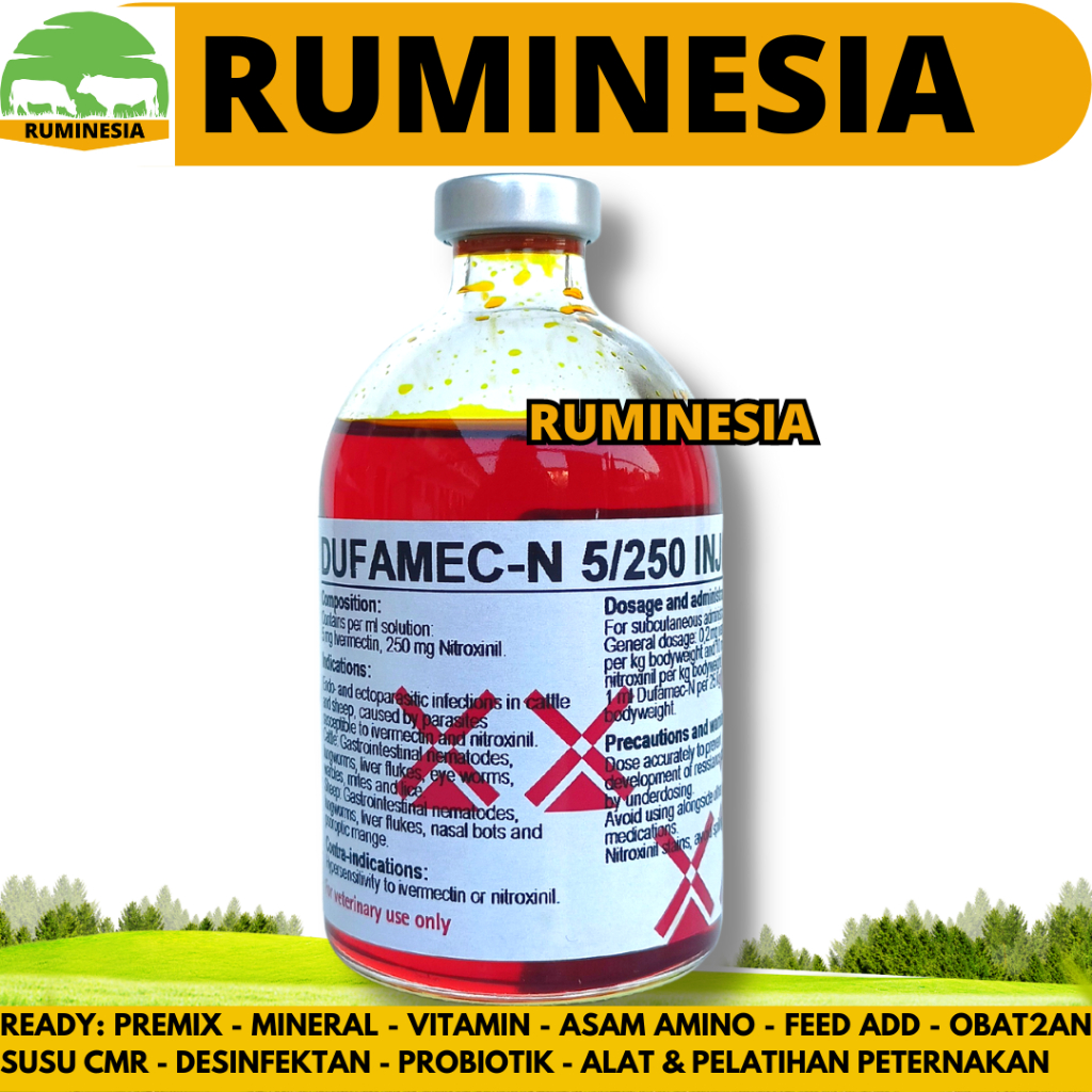 DUFAMEC N 100ML DUTCHFARM - Obat Cacing Hati Ampuh Super untuk Ternak Sapi Kambing Domba