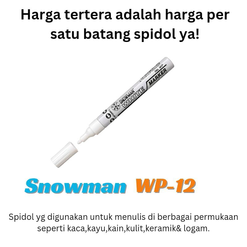 

Spidol snowman permanent white marker putih WP-12