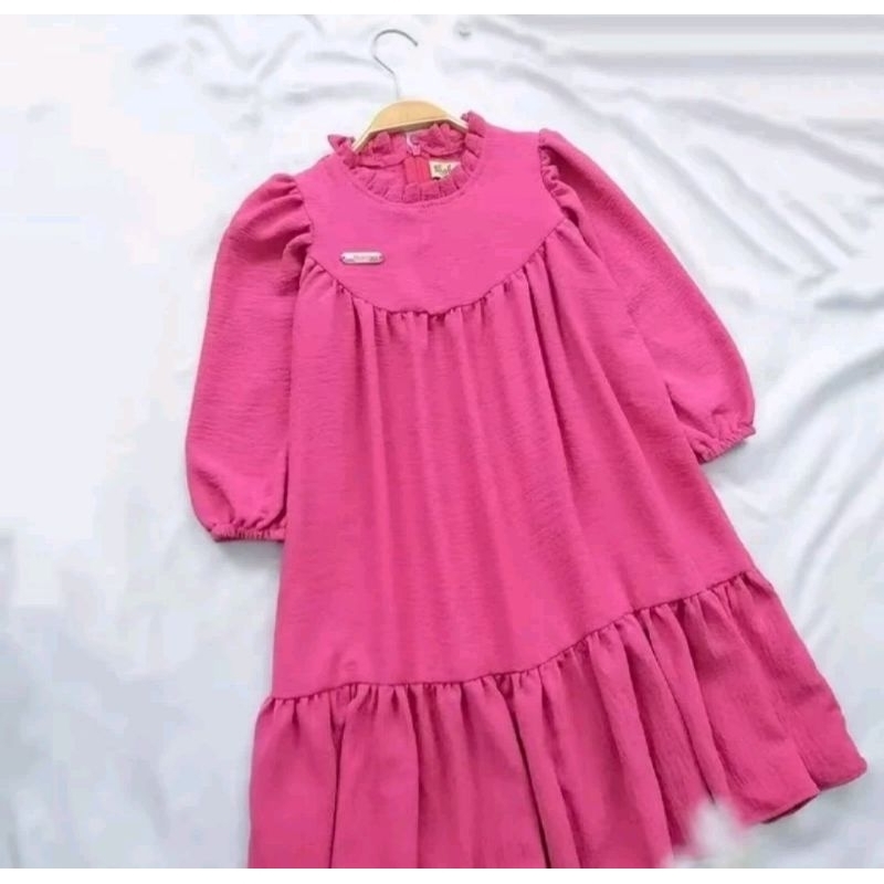 gamis anak crinkle 2-14 tahun/gamis anak perempuan crinkle premium berlogo/gamis anak crinkle arumi 