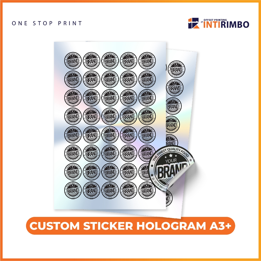 

CUSTOM CETAK STIKER HOLOGRAM / RAINBOW / LABEL MAKANAN / SEAL BOX HAMPERS