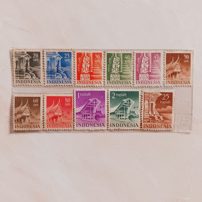 (AB) Perangko Indonesia 1949 Candi & Bangunan Set 11 pcs Mint