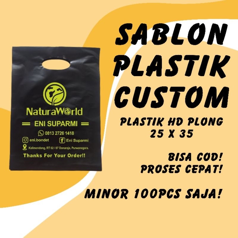 Plastik HD Plong 25 x 35 Custom  Sablon Plastik Kemasan Olshop Skincare / Wadah baju celana thrift