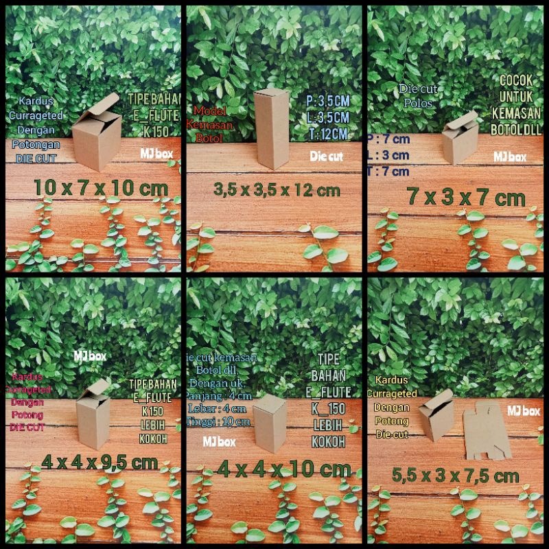 

kardus karton UK, 4x4x9,5 cm, dus currageted Dengan potong die cut, model kemasan botol dll,