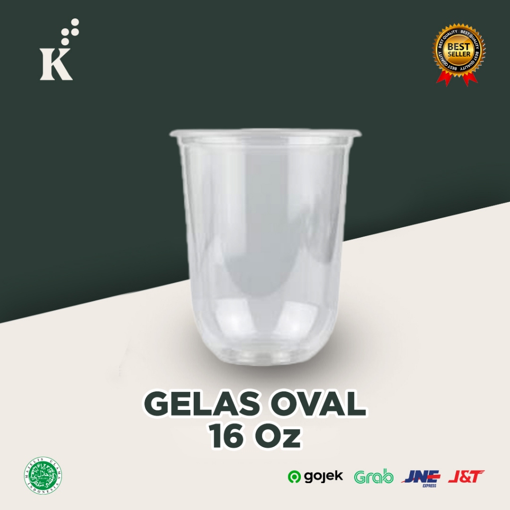Cup Oval Gelas U Polos 16oz Isi 50pcs (TANPA TUTUP)