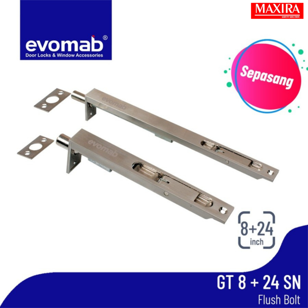 Grendel Tanam Pintu / Flush Bolt evomab GT 8-24 Inch