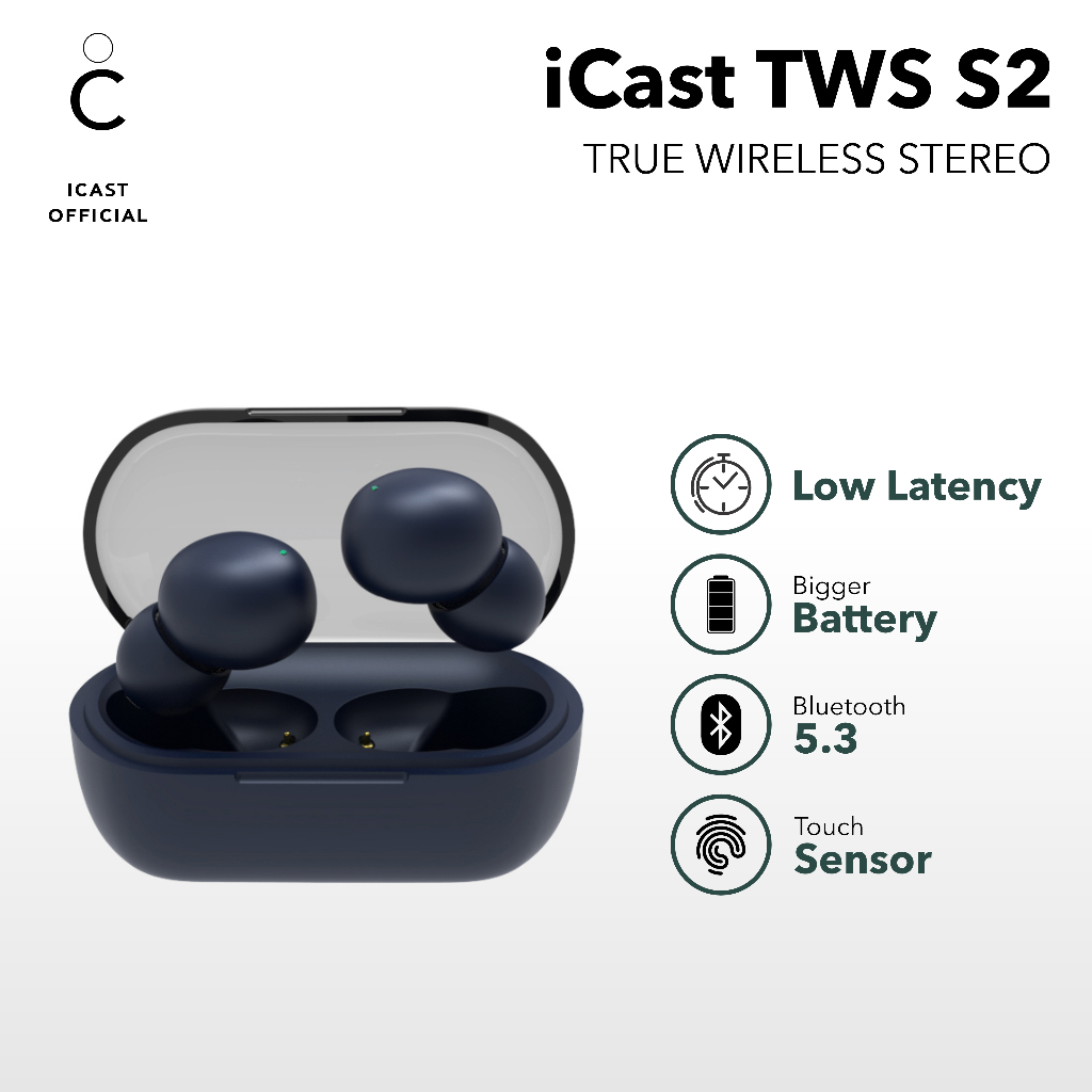 Bellashoopingcom - iCast TWS S2 Headset Bluetooth 5.3 True Wireless Stereo Earphone