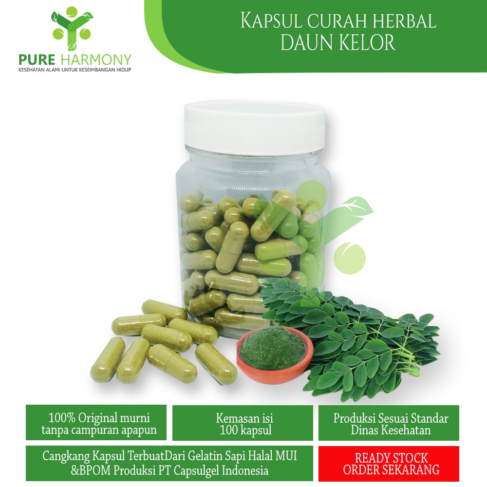 DAUN KELOR 100 kapsul herbal Kolesterol Asma Libido Diabetes Cacingan