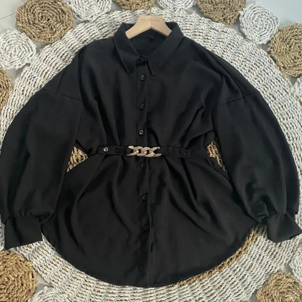 KEMEJA KERJA WANITA BIG SIZE | LD 140 130 120 110 dst | KEMEJA POLOS ATASAN WANITA OVERSIZE BLOUSE |