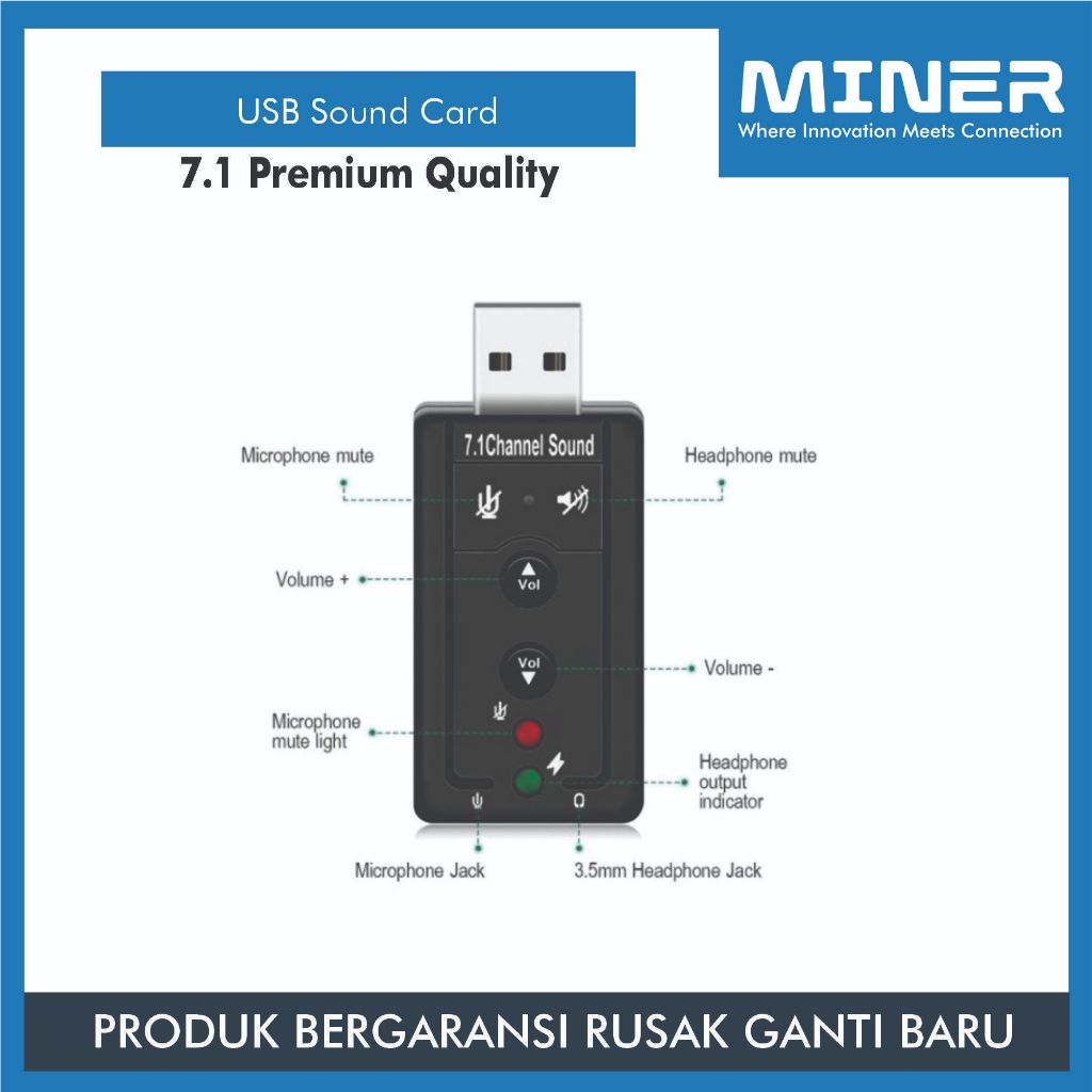 MINER USB Sound Card 7.1 Kualitas Premium