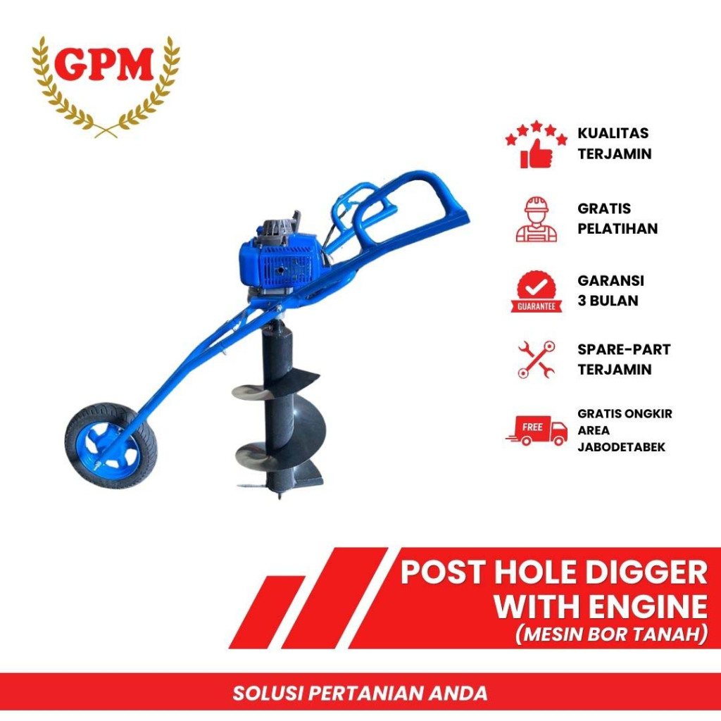 Mesin bor tanah pertanian drilling biopori single push diameter 35 cm 14" engine 2 tak daya tinggi u