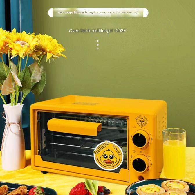 Bebek Kecil Kuning 12L, Oven Listrik Kecil Multifungsi Pemosisian Waktu Oven Hadiah Memanggang
