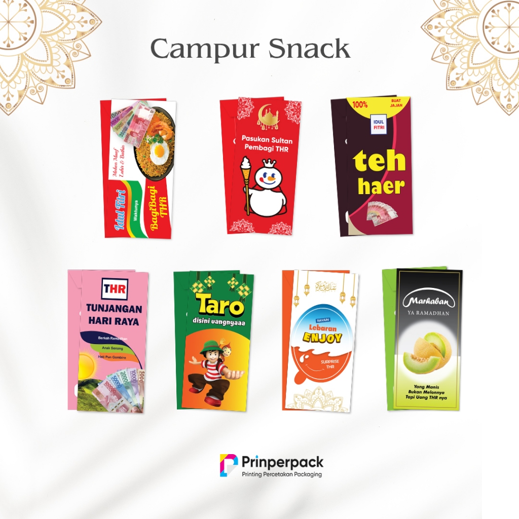 

Amplop lebaran (THR) idul fitri 2023 unik / custom desain aesthetic lucu motif snack viral ukuran panjang (Uang Tidak Dilipat) isi 12pcs
