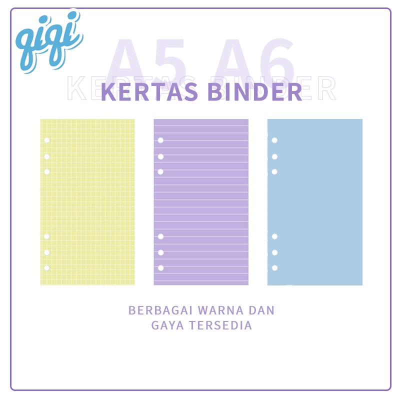 

Kertas Binder/Loose Leaf Warna A6 A5 Binder A5 A6 6 Holes / Ring Refill Loose Leaf Kertas Garis Warna - Qiqi Treasure