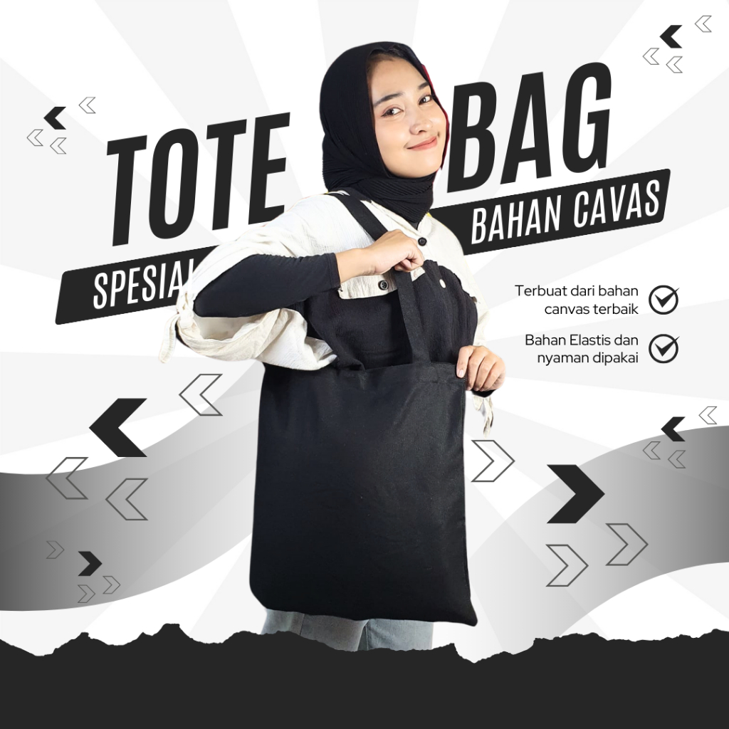 Tas Totebag Polos Kerja Kuliah Serut Muat Laptop Wanita Pria Grosir Makassar