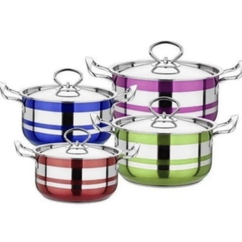 Panci Set Stainless Steel 555 ukuran 18 - 24 cm