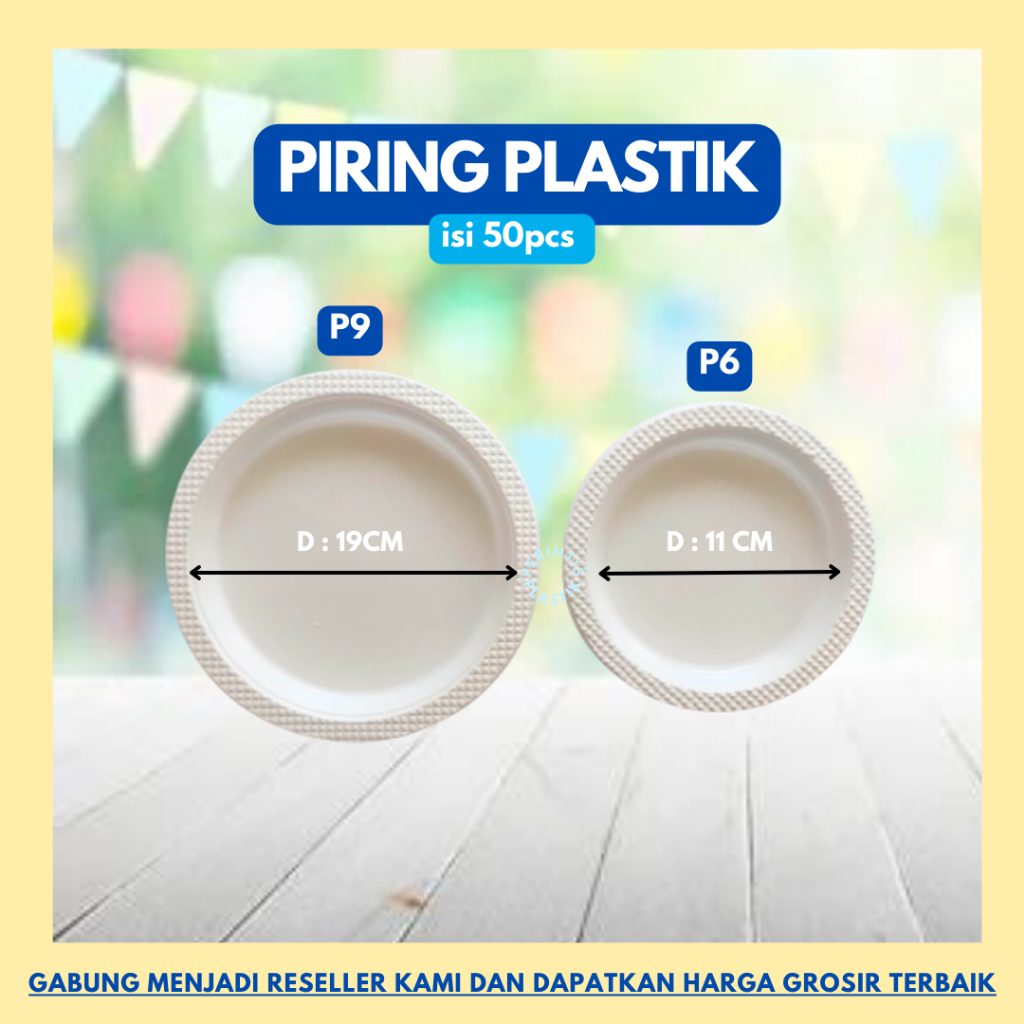 Piring plastik putih P6 P9 @50