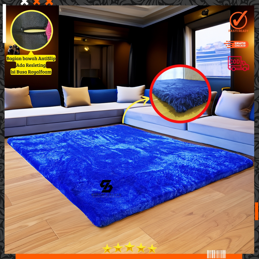 Karpet Bulu Rasfur anti slip empuk 150x100x2.5cm.BTB
