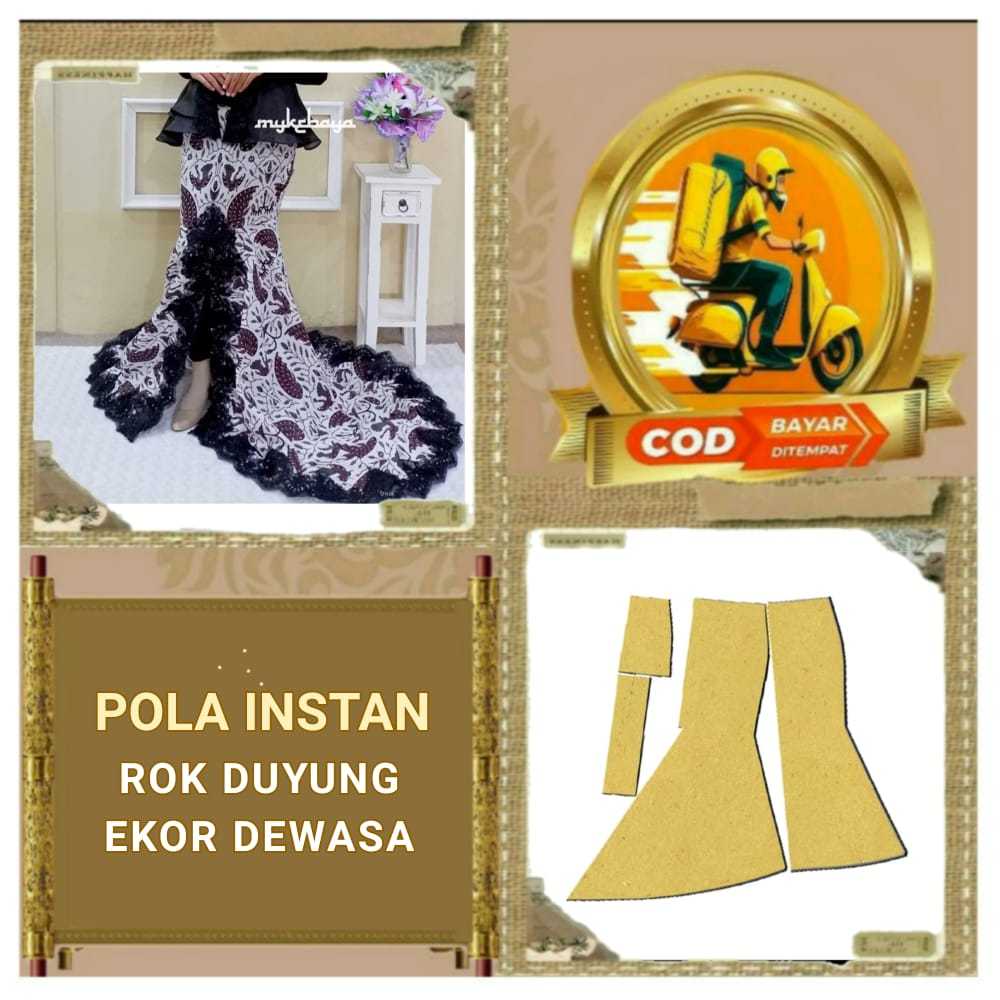 Pola Instan Rok Duyung Ekor I Rok duyung ekor dewasa I Pola murah I Pola jiplak I Pola jahit I