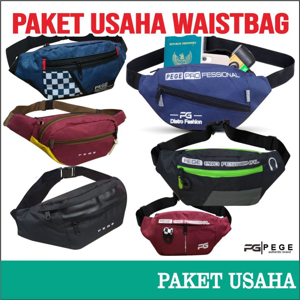 RST Paket Usaha Tas Waistbag PEGE Untuk Pria Wanita Unisex - PG Paket Usaha 3