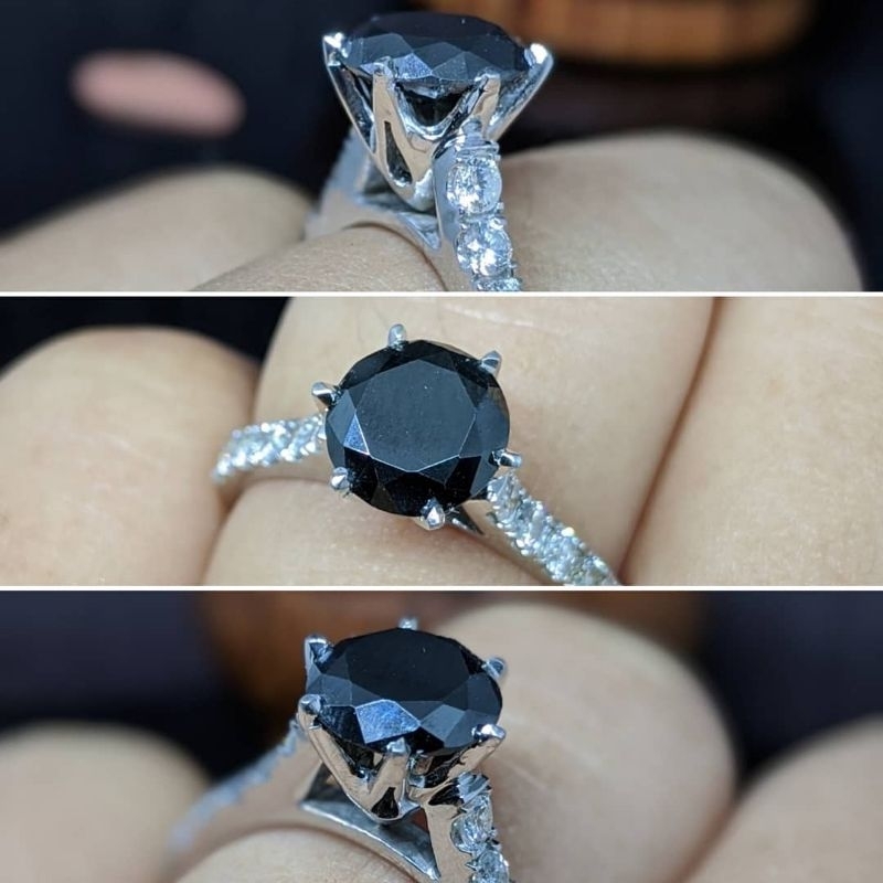 Cincin Wanita Berlian Hitam 1.20 carat Samping Berlian Eropa Putih Asli ORIGINAL 100%