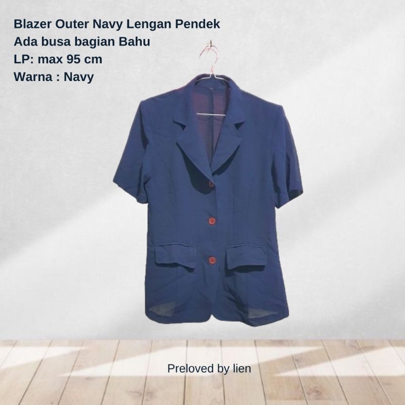 Blazer Wanita Lengan Pendek Navy Preloved