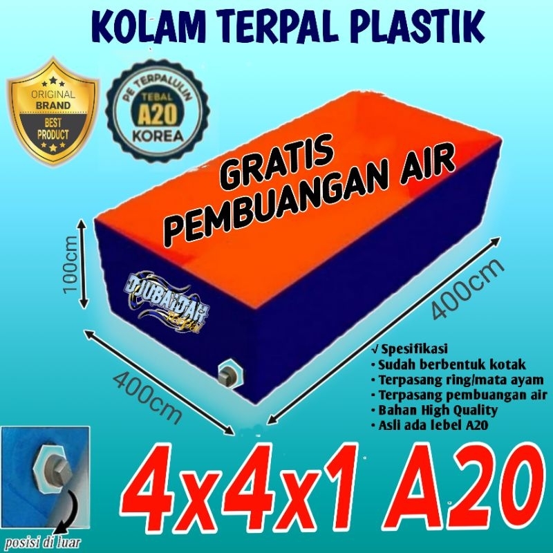 KOLAM TERPAL IKAN JUMBO UK 4x4x1 // A20 ORIGINAL TEBAL