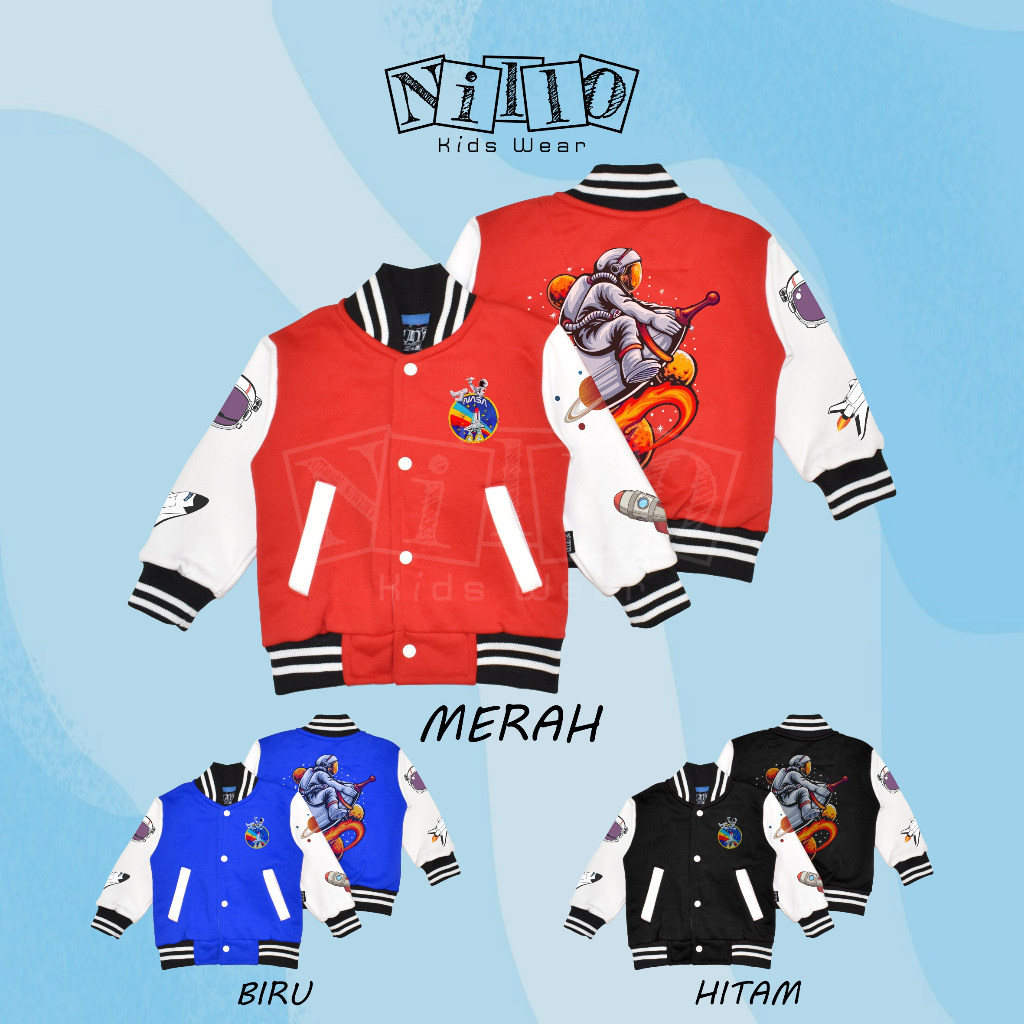 Jaket Varsity Anak ( Astro Rocket ) | Jaket Varsity Anak Usia 1 - 5 Tahun | Jaket Varsity anak Laki-