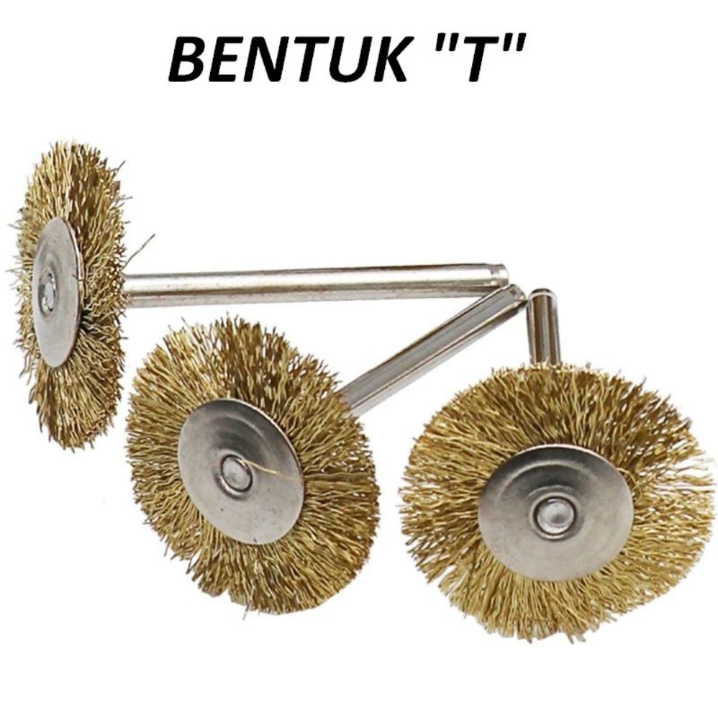 Sikat Kawat Mini Mata Bor Sikat Mini Brush Sikat Mini Grinder Flat Kuning
