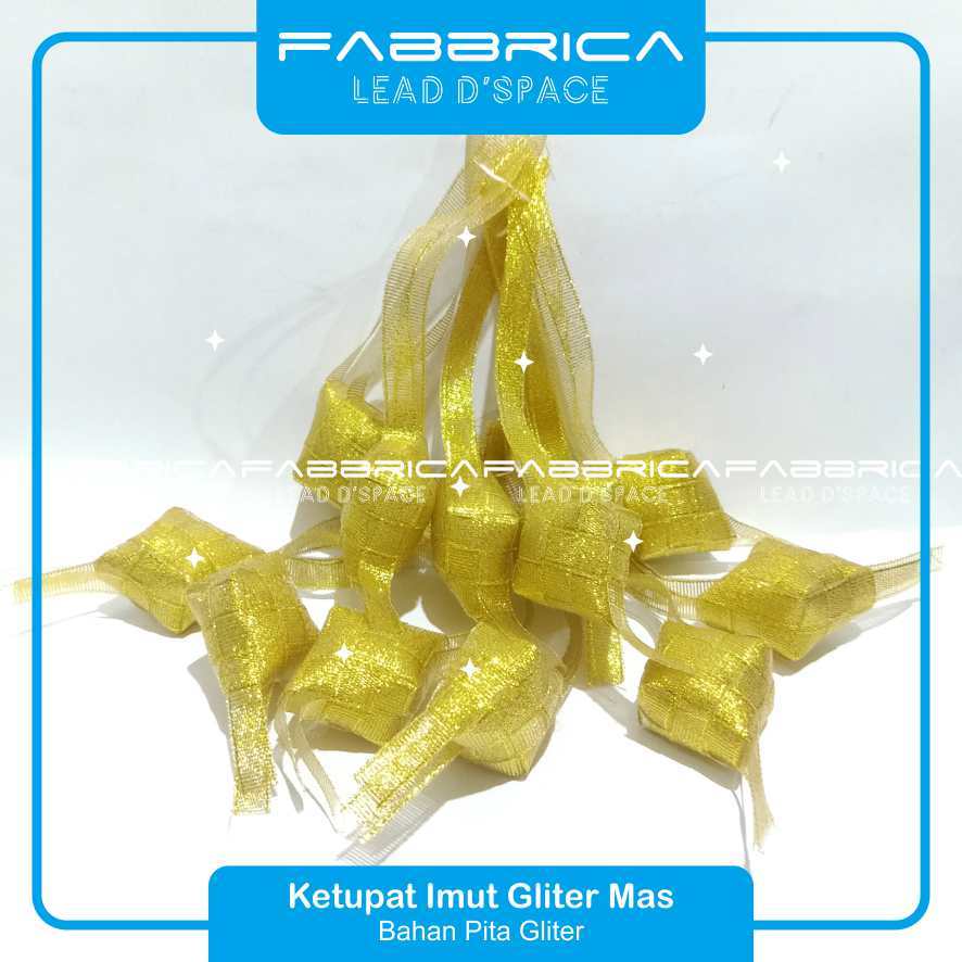 

Fabbrica - Ketupat Mini Imut Gliter Mas dan Silver Hiasan Lebaran Gantungan Pita Hamper Parcel Idul Fitri ukuran kecil isi 10 pcs