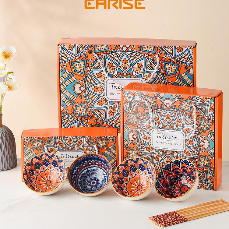 Sikat Habis Earise Hadiah Festival Musim Semi Hadiah Pernikahan Mangkok set Japanese Bowl Set premiu