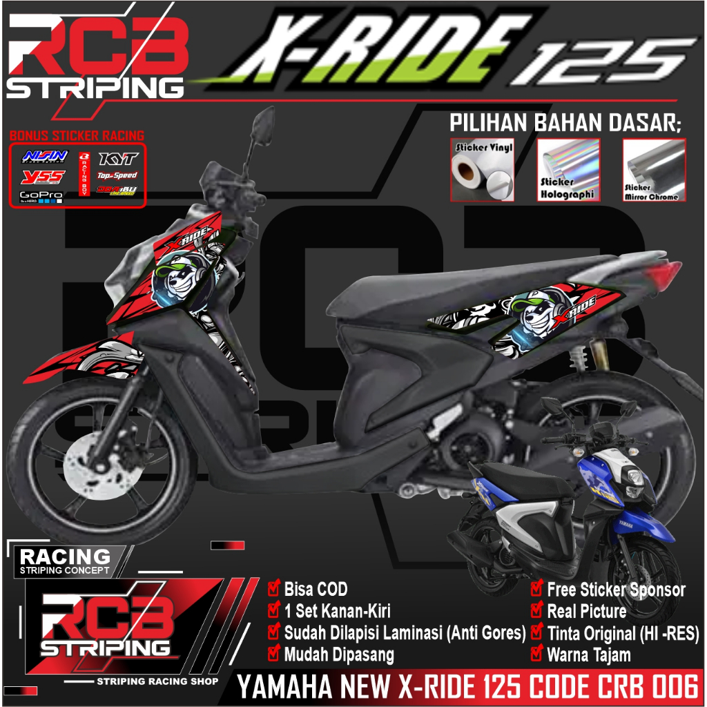 STRIPING X-RIDE NEW / STICKER X-RIDE NEW 125 / STIKER XRIDE  X -RIDE 125 RARE / SIMPLE  /  rcb 006